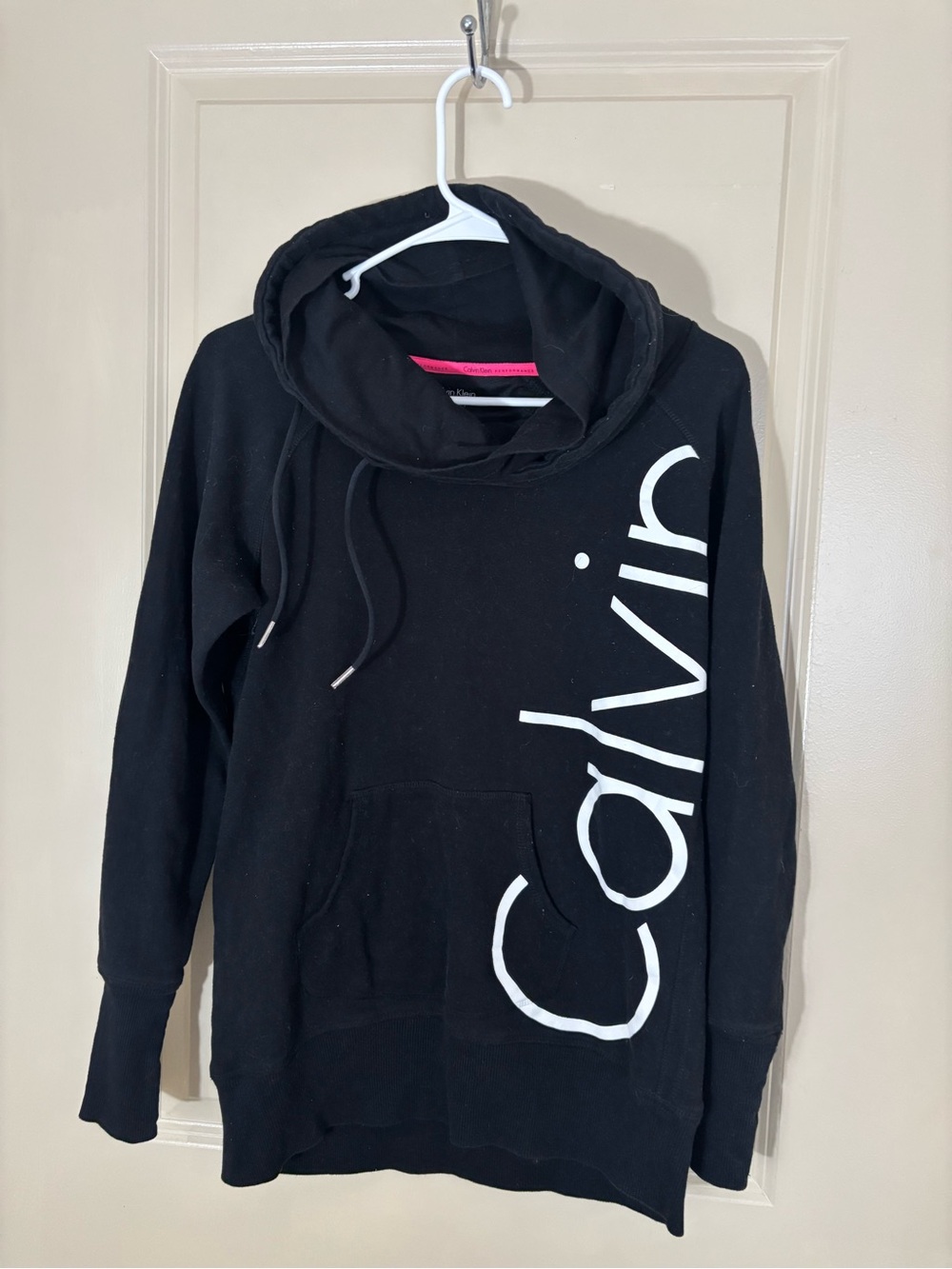 Calvin Klein Black Pullover Hoodie Sweater with White Logo